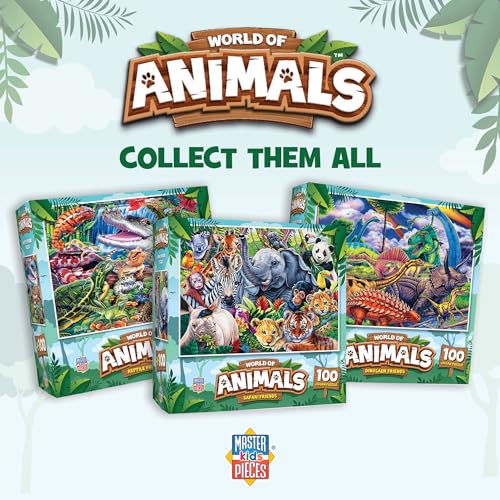 MasterPieces Jigsaw Puzzle Set for Kids, 4-Pack of 100 Piece Puzzles, Educational Animal Theme, Fun Game, Gift Idea, 8" x 10" - style: World of Animals V1