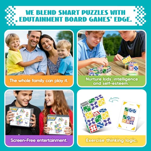 Family Matching Game for Kids & Adults, Block Puzzle Board Games for Boys & Girls Ages 6-8 8-12, 2 Player Card Puzzles for Children 6+ Year Olds - size: Edition 1.0: 2 players