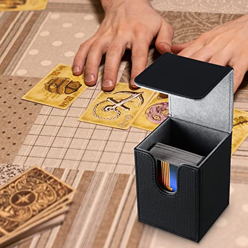 Yookeer 4 Pieces Leather Deck Card Boxes Cards Deck Game Box for Collectible Playing Card Box Compatible with MTG Commander(White, Black, Purple, Yellow,Vertical) - color: White, Black, Purple, Yellow, style: Vertical