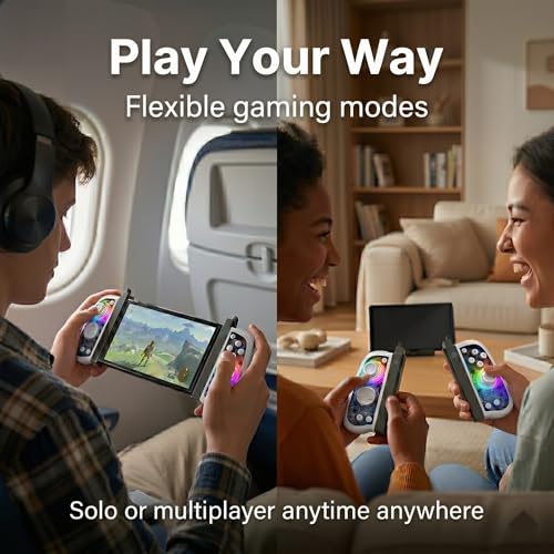 GLITCHEL Hall Effect Controller Compatible with Switch OLED Lite and Switch 2 with Magnetic Charging Adapters Included Wireless RGB Gamepad with Programmable Back Buttons Turbo Motion Control