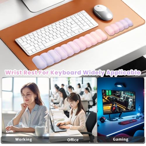 Keyboard and Mouse Wrist Rest Set, Ergonomic Memory Foam Wrist Support | for Typing Comfort, Non-Slip Base, Pain Relief Office Gaming Desk Accessory