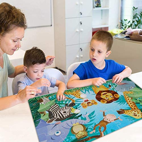 Jumbo Floor Puzzle for Kids,48 Piece Animal Jigsaw Puzzle Ages 3-8 | Animal Puzzle,Extra-thick Cardboard,Preschool Learning Toy,35x24 in Completed,Educational Development Gift for Boys and Girls - style: Animal
