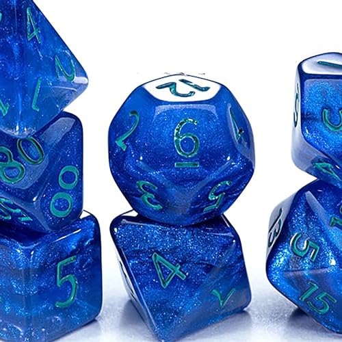 Gake Keeper Games & Dice: Sui Generis Dice - Astral Dragon - Indigo - 7 pc Resin Dice Set, Holographic Glitter, 4 Layers, Role Playing Games Accessory - style: Astral Dragons