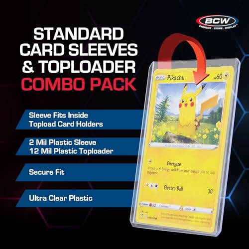 BCW 3x4 Topload Card Holders and Card Sleeves Combo | 200 Clear Plastic Toploaders and 200 Soft Card Sleeves | Protect, Store, and Display Trading Cards | Durable Card Storage Box for Collectors - size: 200 Pack