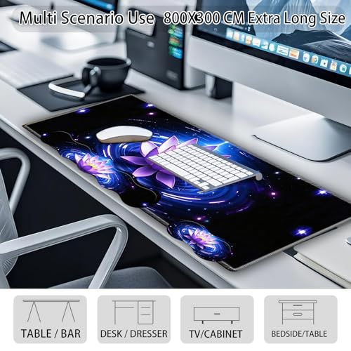 Large Gaming Mouse Pad Set with Wrist Support – 31.5" x 11.8" 4-in-1 XXL Mousepad with Keyboard Wrist Rest, Mouse Wrist Rest & Coaster – Ergonomic Desk Mat for Office, Home – Purple Lotus - color: Purple Lotus