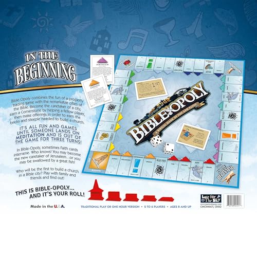 Late for The Sky Bibleopoly Family Board Game – Faith-Based Cooperative Christian Play for 2–6 Players, Ages 8+, Bible History, Build a Church for Sunday School