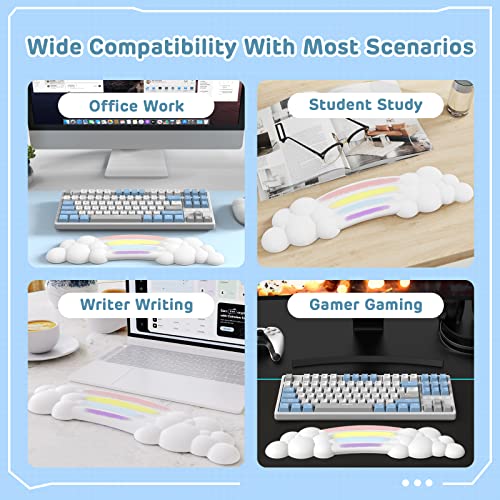 ZIYOU LANG 65% Wired RGB TKL Portable Mechanical Gaming Keyboard Purple Blue Switch with Coiled Cable and White Rainbow Cloud Wrist Rest for PC Mac Gamer