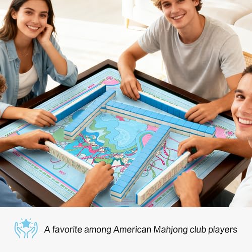 KUNTE Mahjong Mat, Light Blue, 32"x32" | Non-Slip, Quiet, Waterproof, Foldable, For American Mahjong - color: Light Blue