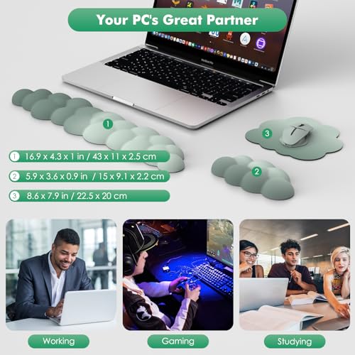 MoKo Cloud Wrist Rest for Keyboard and Mouse with Mouse Pad, Green | Ergonomic Cloud Arm Keyboard Wrist Rest with Mouse Rest Wrist Pad, Durable Polyester, For Office, Gaming, Computer, Laptop - color: Gradient Green
