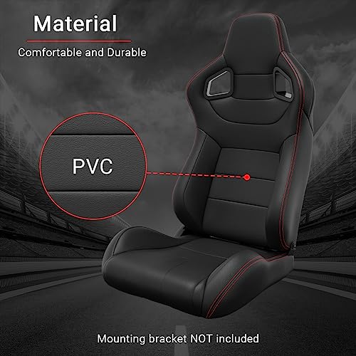 2 Pcs Adjustable Universal Racing Seats with Double Sliders, Reclinable Bucket Seats, 1 Pair of Sport Seats for Vehicles (Black O) - color: Black O