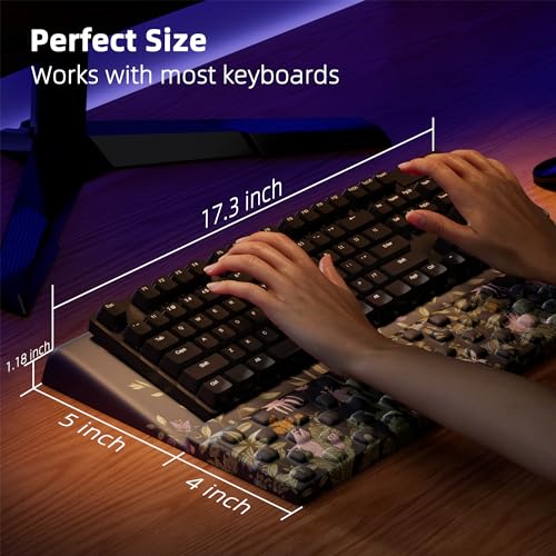 Ospelelf Keyboard Stand Pad with Wrist Rest, Comfy Ergonomic Keyboard Riser Holder for Office Home - color: Flowery