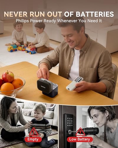 PHILIPS Rechargeable AAA Lithium Battery 8 Pack, 1.5V 1300mWh Li-ion Battery, 1200 Long Batteries Life for Game Controllers, Remote Controls, Household Electronic Devices