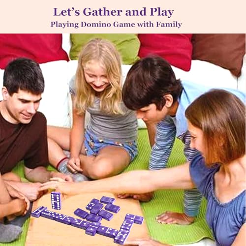 Dominos Set for Adults – Double 6 Dominos - Dominoes Set for Kids and Adults - 28 Marbleized Purple Jumbo Domino, Classic Board Game for Family Nights & Travel (Purple Case) - color: Purple