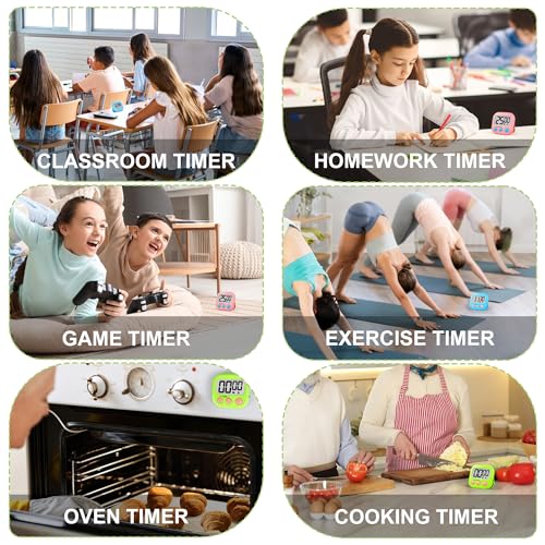Digital Timer for Kids Teacher Supplies Classroom Timer for Study Learning Management Kitchen Work Exercise-4Pack Pink Blue Green Purple - color: Pink Blue Green Purple