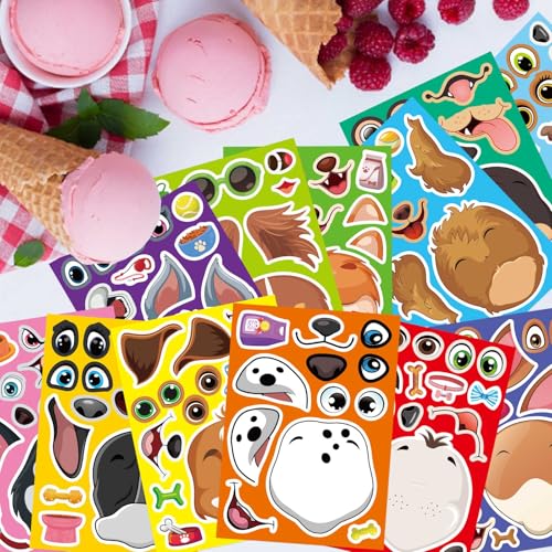 Make a Face Stickers, Make Your Own Dog Stickers for Kids, Animal Sticker | 24 Sheets Dogs Sticker for Birthday Gift Party Favors Supplies Teacher Art Craft, Games School Activity Reward - style: Dog