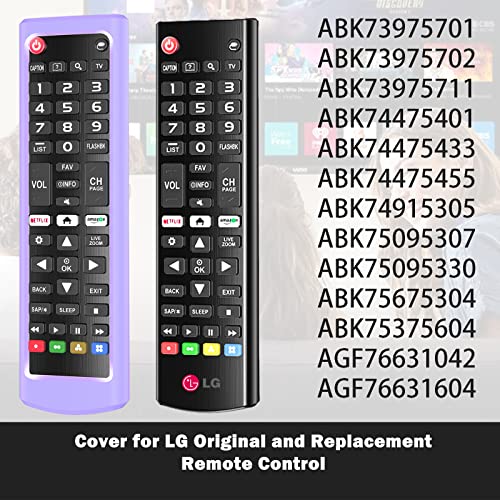 Case for LG TV Remotes, Cover for LG Smart TV Remote Control AKB75095307 AKB75375604 AKB74915305 Original, Replacement Silicone Skin Sleeve Glow in The Dark Purple - color: Lilac Purple