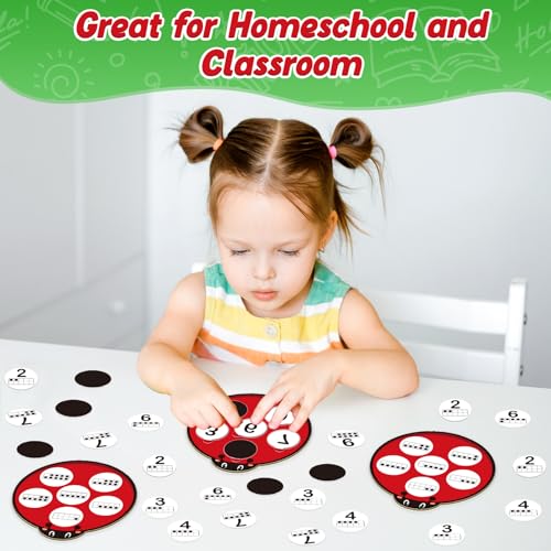 Kasfalci Number Games for Kids Toddlers,Ten Frame Set,Math Games,Math Manipulative,Addition & Subtraction Flash Cards,Ladybug Counting Toys,Matching Board Games,Preschool Classroom Must Haves