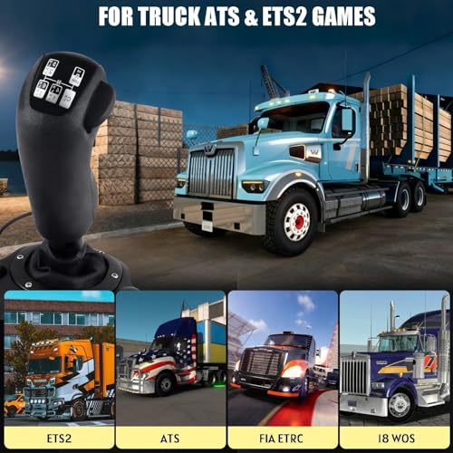 RYLNOK USB American Truck Simulator Shifter Gear Knob for ATS ETS2 18WOS FIA ETRC for Logitech G25 G27 G29 G920 G923,Thrustmaster TH8A,Fanatec SQ,PXN A7 Other DIY PC Sim Racing Shifter