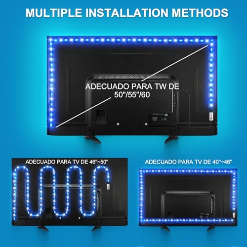 TV LED Lights, 13.2ft Music Sync RGB Strip Lights with Remote & App Control, USB Powered for 32-65 Inch TVs, PC, Bedroom, Gaming Setup, Home Cinema - size: 13.2ft