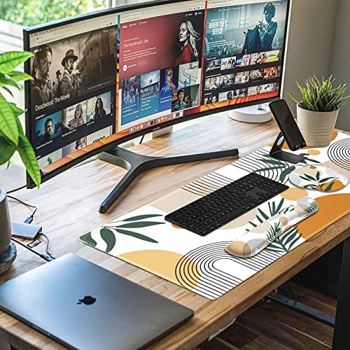 iCasso Mouse Pad and Keyboard Wrist Rest Set, 4in1 XXL Large Mousepad +Keyboard Pad+Mouse Wrist Rest+Coaster with Wrist Support, Ergonomic Desk Pad Mat for Home Office Table Computer-Elm Leaf - color: Elm Leaf