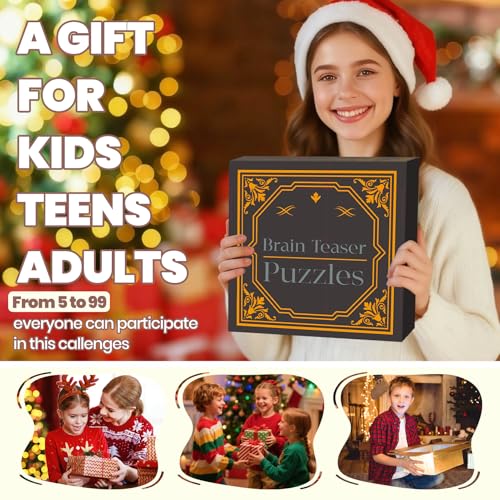 Wooden Brain Teaser Puzzles for Adults - Brain Teaser Puzzles with Wooden Box 3D Puzzle Game Toys for Adults Teens - Unlock Interlocking Puzzle Adult IQ Education Smart Toys - style: Style G