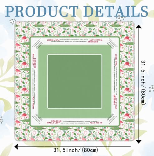 Green Tropical Coastal Beach Flamingo Botanical Mahjong Mat 31.5x31.5 Inch, Non-Slip and Noise Reduction Mah Jong Table Mat Cover Gifts for Mahjong Lovers Poker Board Games Dominoes - color: Green Tropical Coastal Beach Flamingo