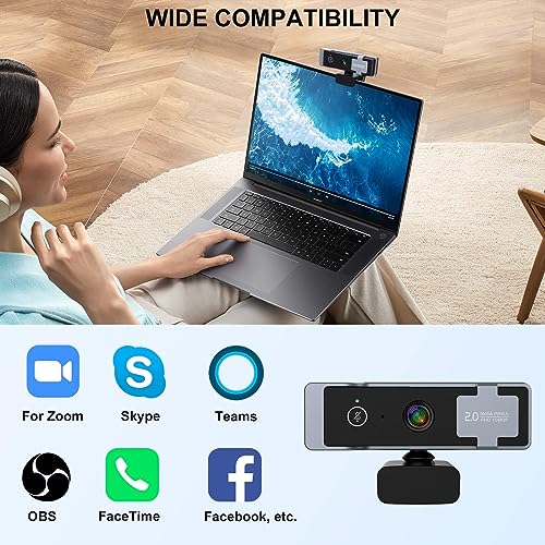 1080P Webcam for PC, Computer Camera with Privacy Cover & Tripod, Dual Noise-Cancelling Microphones, Ideal for Zoom, Skype, Video Calls & Conferences