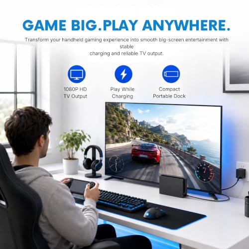 Dock Station for Nintendo Switch & OLED | 3-in-1 Replacement Dock | Original IC Chip, AC Charger, High-Speed HDMI Cable, 1080P Full HD Output TV Mode, Not Compatible with Switch 2