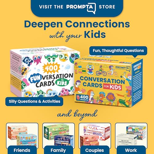400 Conversation Cards for Kids – Engage Kids, Laugh, and Grow Closer During Family Dinner, Game Night, and Road Trips – Have Fun Building Social-Emotional Skills - Super Portable 2.5" x 1.75" Cards