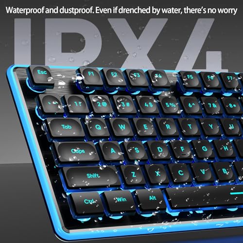 Plug and Play USB Cord Keyboard Mechanical Feel Silent IPX4 Waterproof Gaming Keyboard with Colorful Backlight