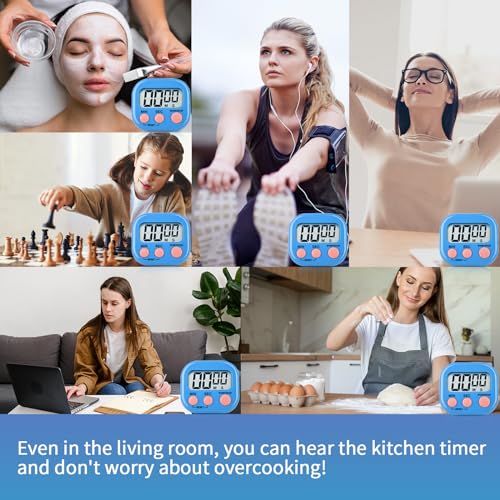 4 Pack Digital Kitchen Timer Magnetic Digital Timer with Big Display Loud Ring Cooking Timers for Kitchen Electronic Timer for Cooking, Game, Gym, Break Time, Classroom (Pink,Blue,Green,Purple, 4) - color: Pink,blue,green,purple