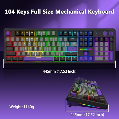 E-YOOSO Wired Creamy Mechanical Keyboard, Led Backlit for PC/Mac, Black | Gasket Structure with Sound Dampening Foam, Hot Swappable, Pre-lubed Linear Switches, Full Size Custom Gaming Keyboard - color: Grey Black Purple