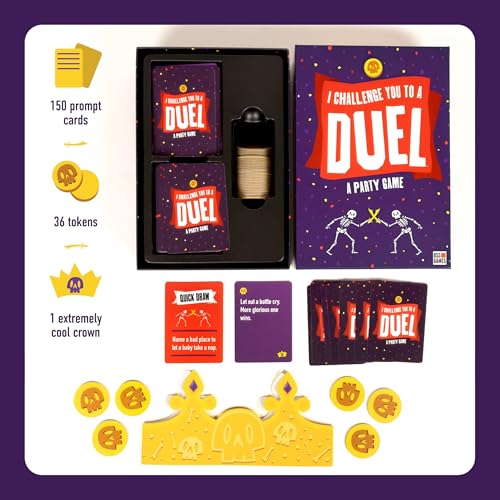 I Challenge You To A Duel | Challenge Party Game for Teens & Adults | 150 Cards, 36 Skull Tokens, 3+ Players, Ages 14+, Challenge Game, Tweens & Teens, Game Night, Birthday Parties, Large Groups