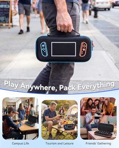 MONGERY Carrying Case for Nintendo Switch 2 (2025), Hard Shell Travel Storage with Soft Interior, Fits Console, Charger & Accessories, 10 Game Card Slots, Portable Protective Case - Black