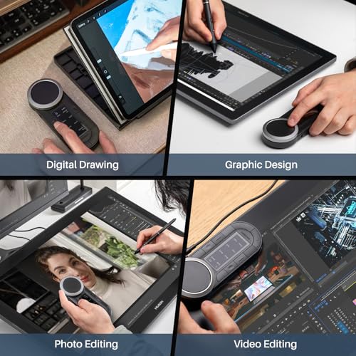HUION Keydial Remote Bluetooth Macro Pad, 6-Set 8 Customized Keys & 2 Dial | Wireless Programmable Keypad, OLED Display, Work with PC, Mac, Mobile, One-Hand Shortcut Keyboard for Drawing Tablet, Laptops - size: Dual Bluetooth