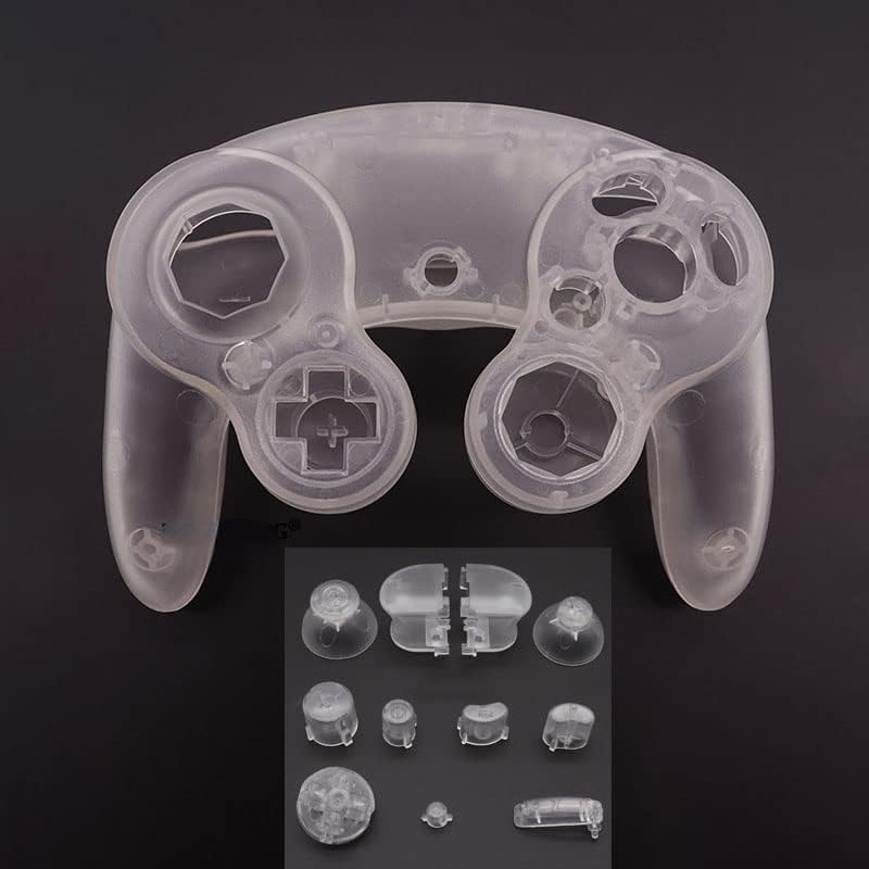 Housing Cover Shell Handle Case and Button Replacement Parts for NGC Gamecube Controller Games Handle Protective Accessories (Clear) - color: Clear