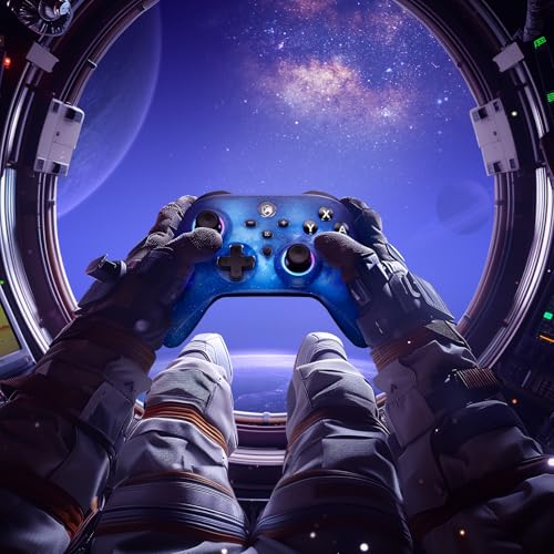 ECHTPower Pro Controller for Switch/PC/iOS/Android, 1000mAh Wireless Gaming Controller With 9 Color RGB Light, Macro Buttons, 6 Axis Gyro, Dual Vibration, Turbo - color: Blue