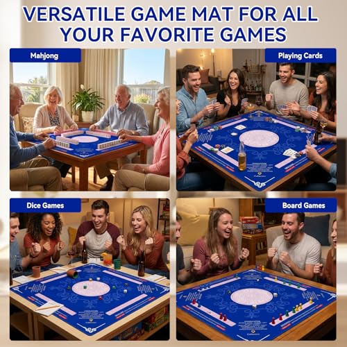33" x 33" Navy Blue Mandala American Mahjong Mat - Non-Slip Neoprene Pad, Noise Reducing, Easy Clean, Portable for Home, Travel & Airbnb - color: Navy Blue Mandala