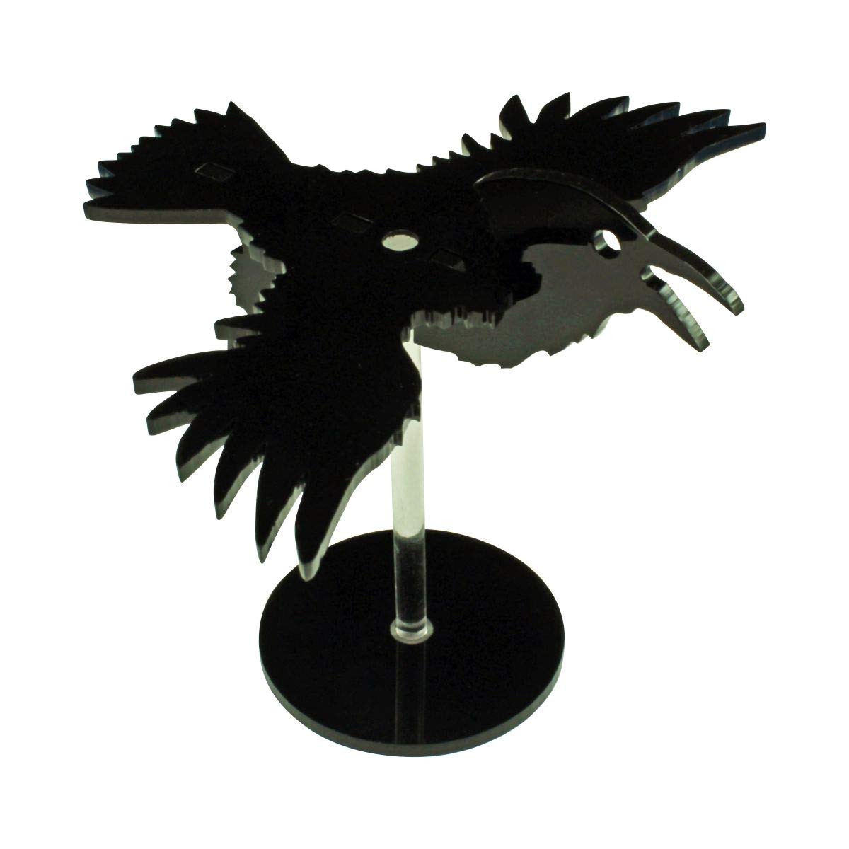 LITKO Raven Character Mount | Compatible with D&D & Pathfinder | Black acrylic raven mount | 50mm round base, clear peg | 30mm platform for hero | Requires glue assembly - style: Raven