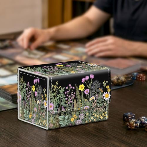 Card Deck Box for MTG Trading Cards with Magnetic Closure,Premium Card Storage Box Case Cover for TCG CCG Magic Cards,Natural Wildflowers - color: Natural Wildflowers