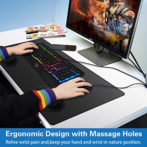 2 Pack Mouse Wrist Rest, Canjoy Wrist Rest for Mouse Memory Foam Wrist Pad | Superfine Fibre Soft Mouse Wrist Rest Pad Support Cushion with Anti-Skid Rubber Base, Pain Relief Mouse Hand Rest - color: Black-upgraded