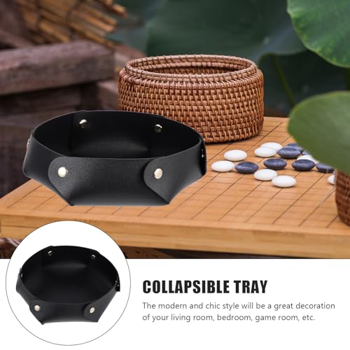 Alasum Portable PU Leather Dice Tray Foldable Storage Box with Snaps Thickened Dice Rolling Organizer for RPG Games and Home Use Large Black Gaming Accessory