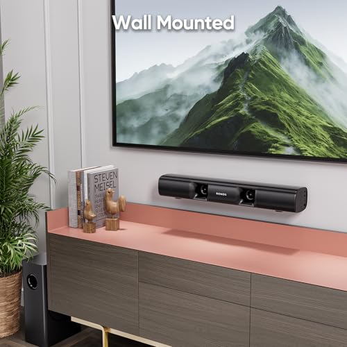 RIOWOIS Sound Bar with Subwoofer, Home Theater Surround System for TV PC | 5" Subwoofer, Bass Reflex Port, Support Optical/AUX/Bluetooth 5.3 Input, Adjustable Bass, Horn tweeter drive, Wall-mountable - size: 17-inch PLUS