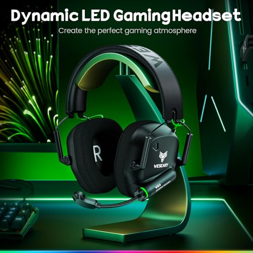 WESEARY Wireless Gaming Headset for PC, PS5, PS4, Switch & Mac, Dual-Mode 2.4GHz & Bluetooth Gaming Headphones with Microphone, Ultra-Low Latency, 3D Stereo Sound, Up to 45H Battery