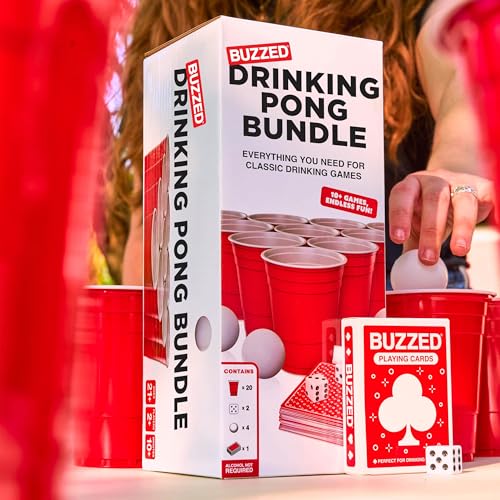 Buzzed Party Pong Bundle Drinking Kit for Adults | Fun Drinking Games And Ping Pong Balls, College Essentials Favorite, Includes Materials For Over 10 Games - style: Party Pong Bundle