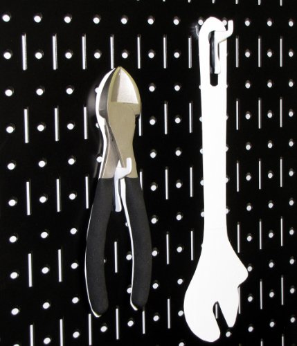 Wall Control Metal Pegboard Utility Tool Storage Kit with Black Pegboard and White Accessories - color: Black Pegboard with White Accessories