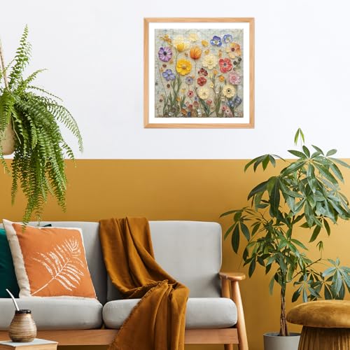 Jigsaw Puzzles for Adults 1000 Pieces, Stone Flowers | Floral Art with Vitality Style, Challenging Puzzle for Family Game Night, Square 24x24 Inches - color: Stone Flowers