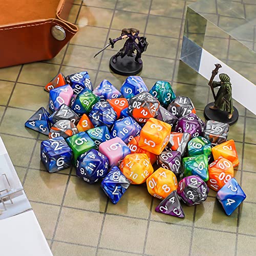 CiaraQ Polyhedral Dice Set - DND Role Playing Dice | Acrylic RPG Dice for Dungeons and Dragons MTG Table Games, Multi-color, 42pcs - color: Multi-color