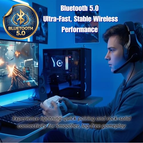 NexoGame Wireless Controller for PS5 with 3D Hall Effect Joysticks, Bluetooth 5.0 Gamepad with Motion Control, Dual Vibration, USB C Rechargeable Design, Compatible with PS5 Console and Windows PC Gaming (Galaxy White) - color: Galaxy White