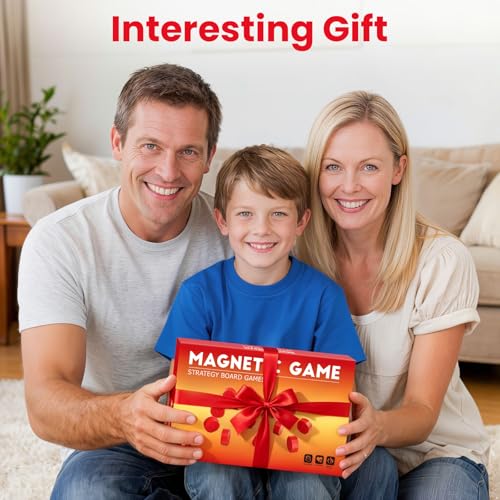 LLESSOO Magnet Game with String, Fun Strategy Board Games for Kids 8-12 and Adults, Magnetic Game for Family Night, Party & Travel, Includes 20 Chess Pieces, Rope and Storage Bag - color: Red